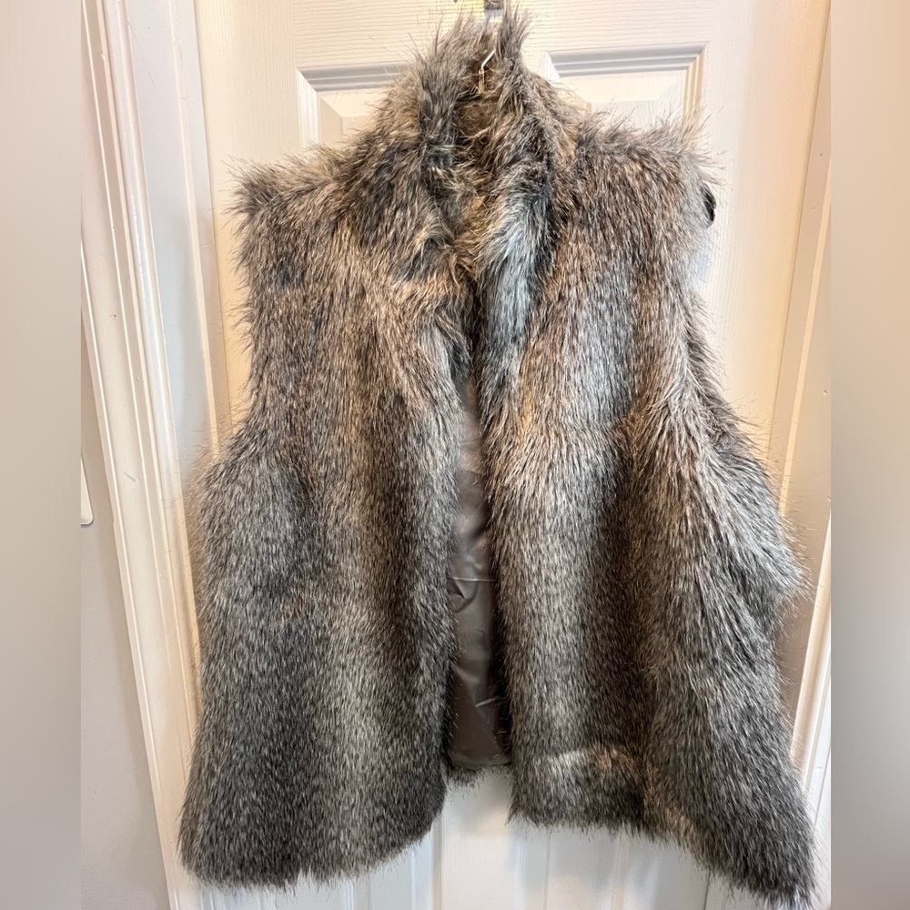Calvin Klein Charcoal Faux Fur Vest